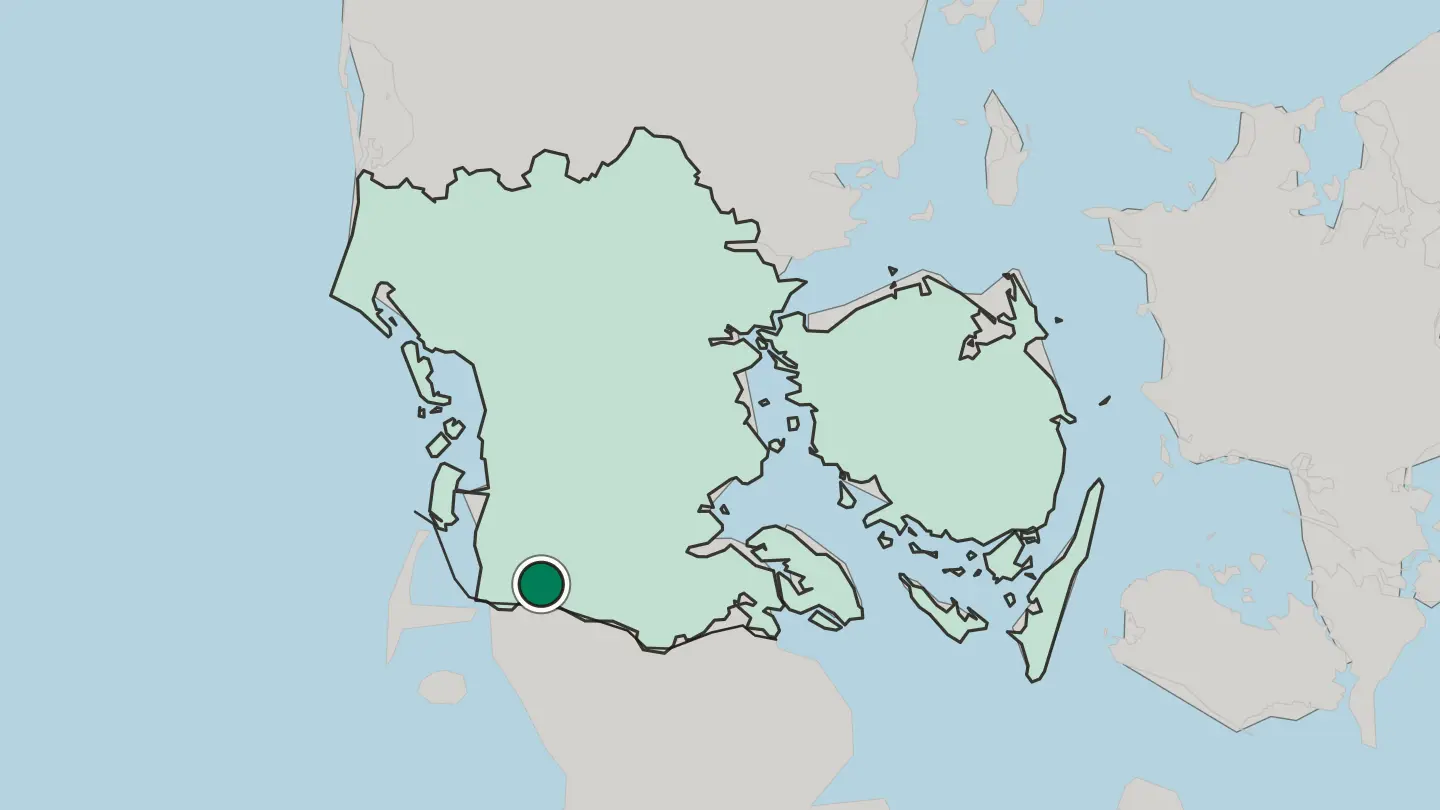 Map of Tønder in Denmark