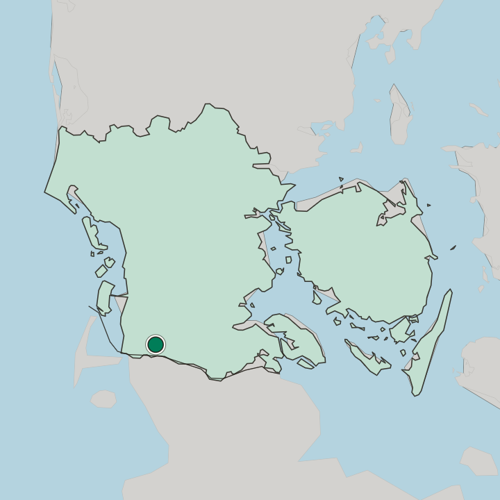 Map showing Tønder — In Region Syddanmark