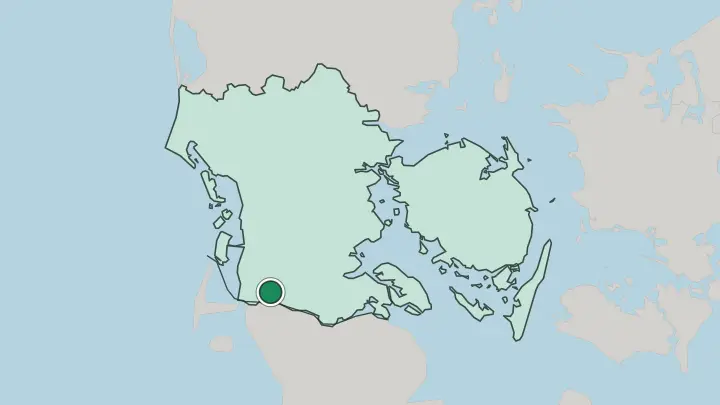 Map of Tønder in Denmark