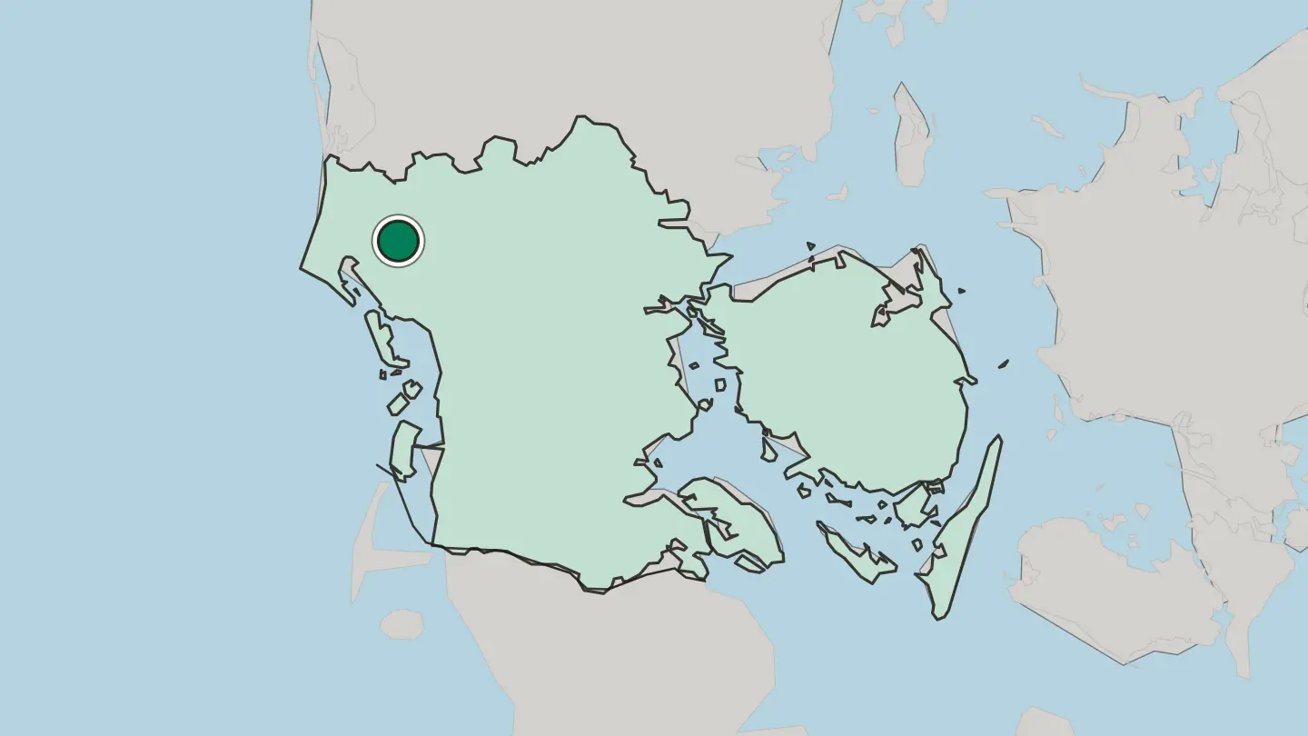 Map of Varde in Denmark