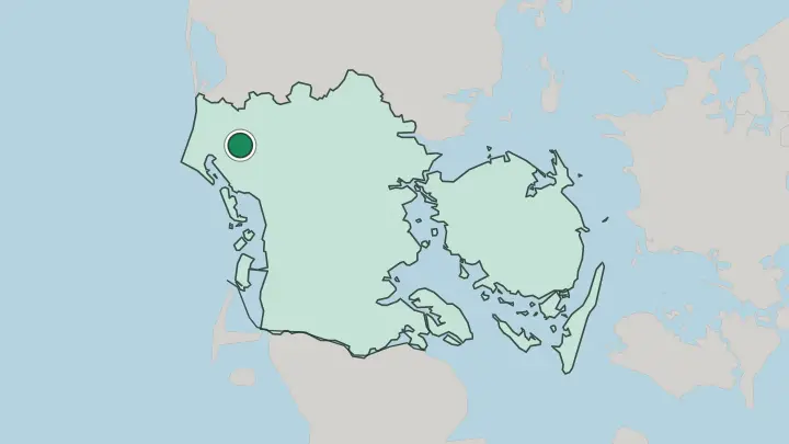 Map of Varde in Denmark
