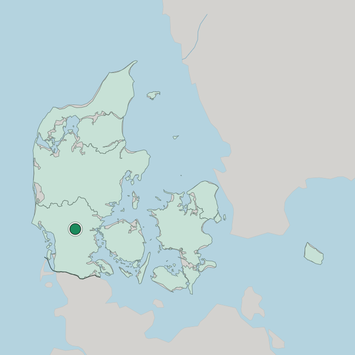 Map showing Vejen — In Denmark
