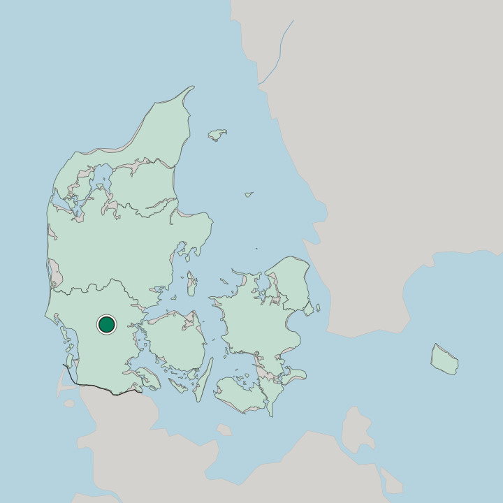 Map showing Vejen — In Denmark
