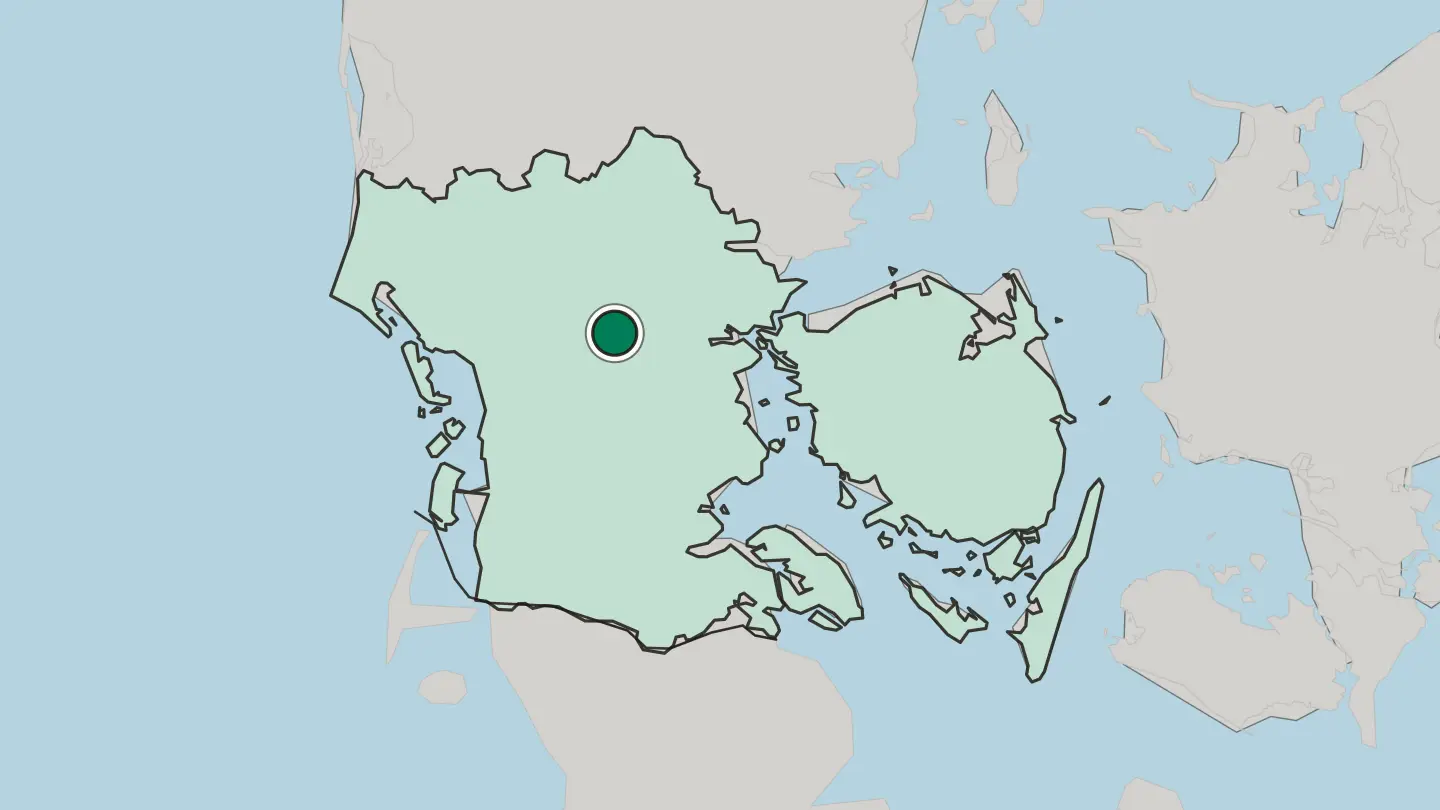 Map of Vejen in Denmark