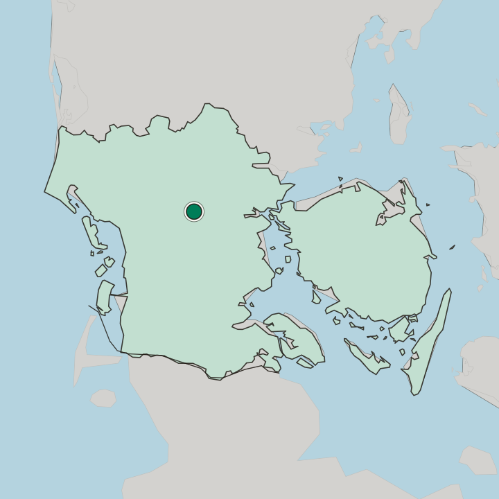 Map showing Vejen — In Region Syddanmark