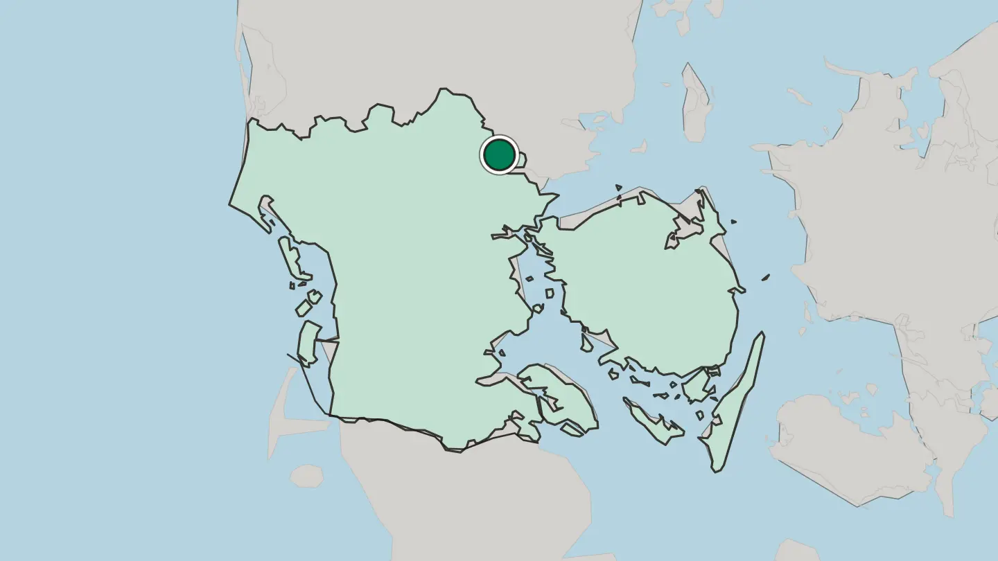 Map of Vejle in Denmark
