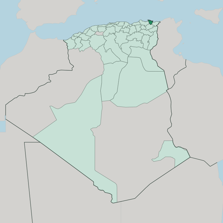 Map showing Annaba — In Algeria