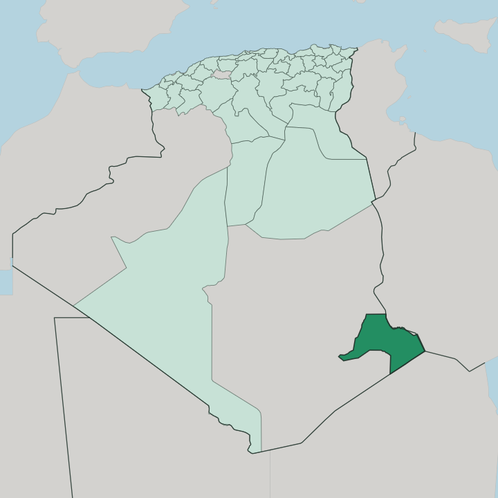 Map showing Djanet — In Algeria
