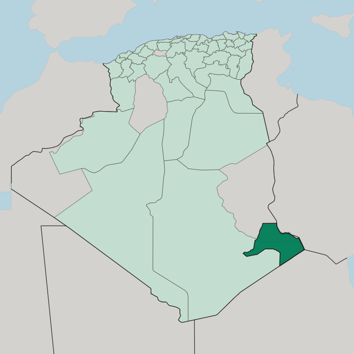 Map showing Djanet — In Algeria