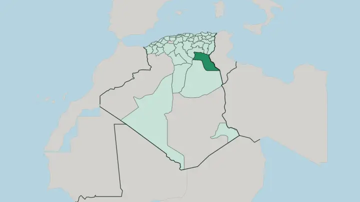 Map of El Oued in Algeria