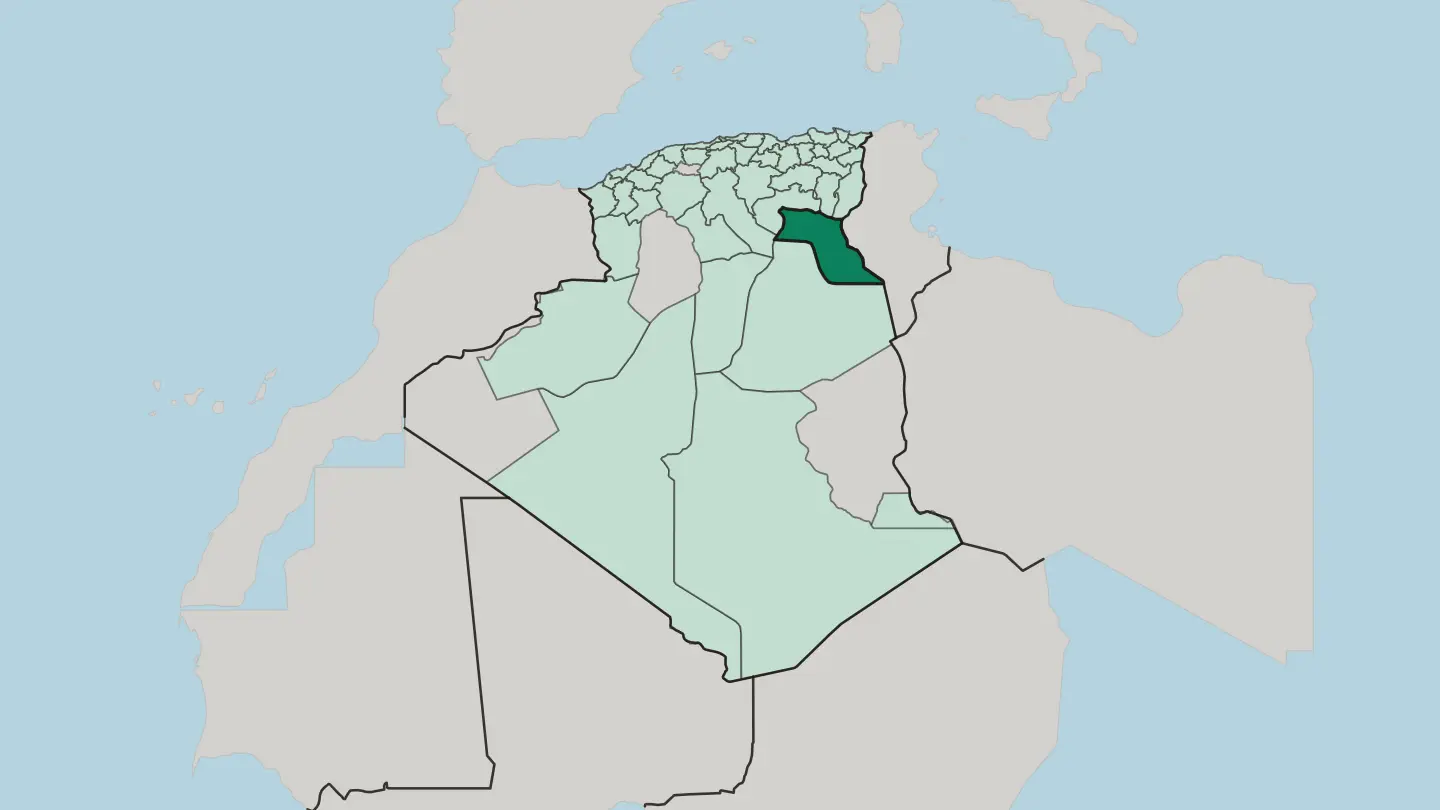 Map of El Oued in Algeria