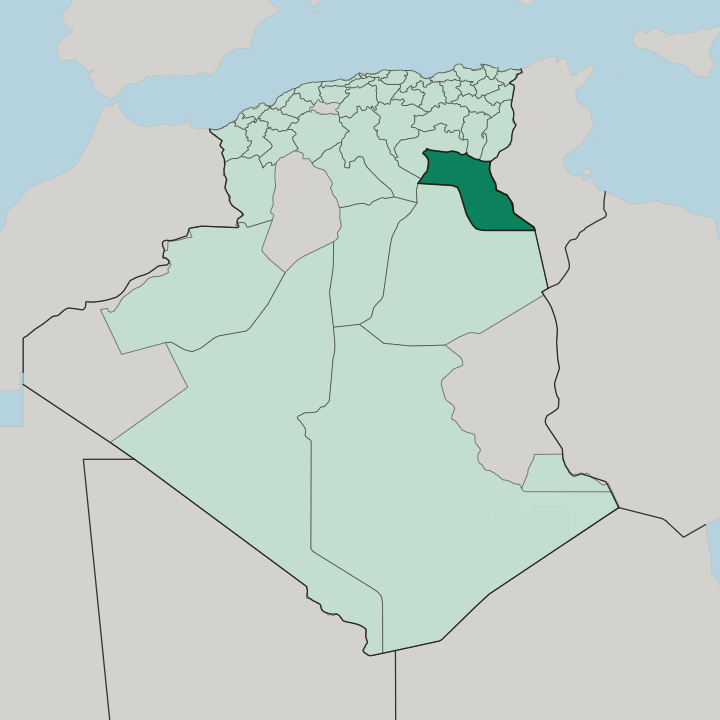 Map showing El Oued — In Algeria