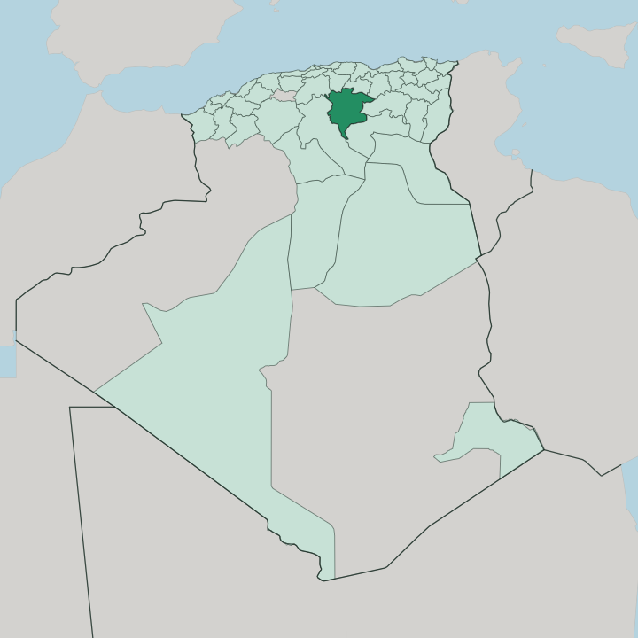 Map showing M’sila — In Algeria
