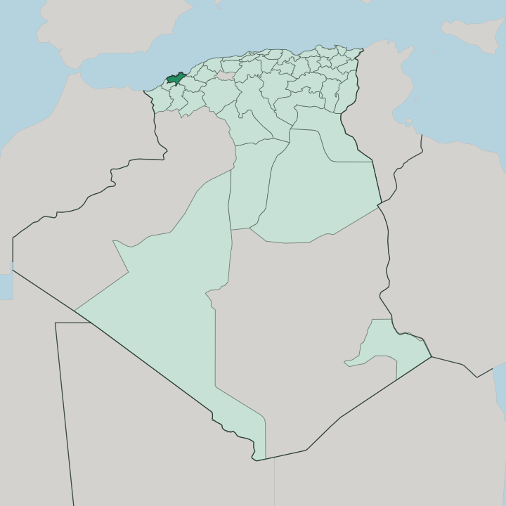 Map showing Oran — In Algeria