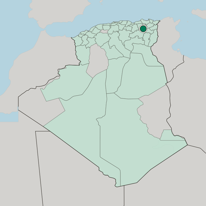 Map showing Aïn M’Lila — In Algeria