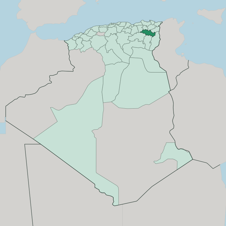 Map showing Oum el Bouaghi — In Algeria