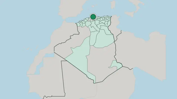 Map of Algiers in Algeria