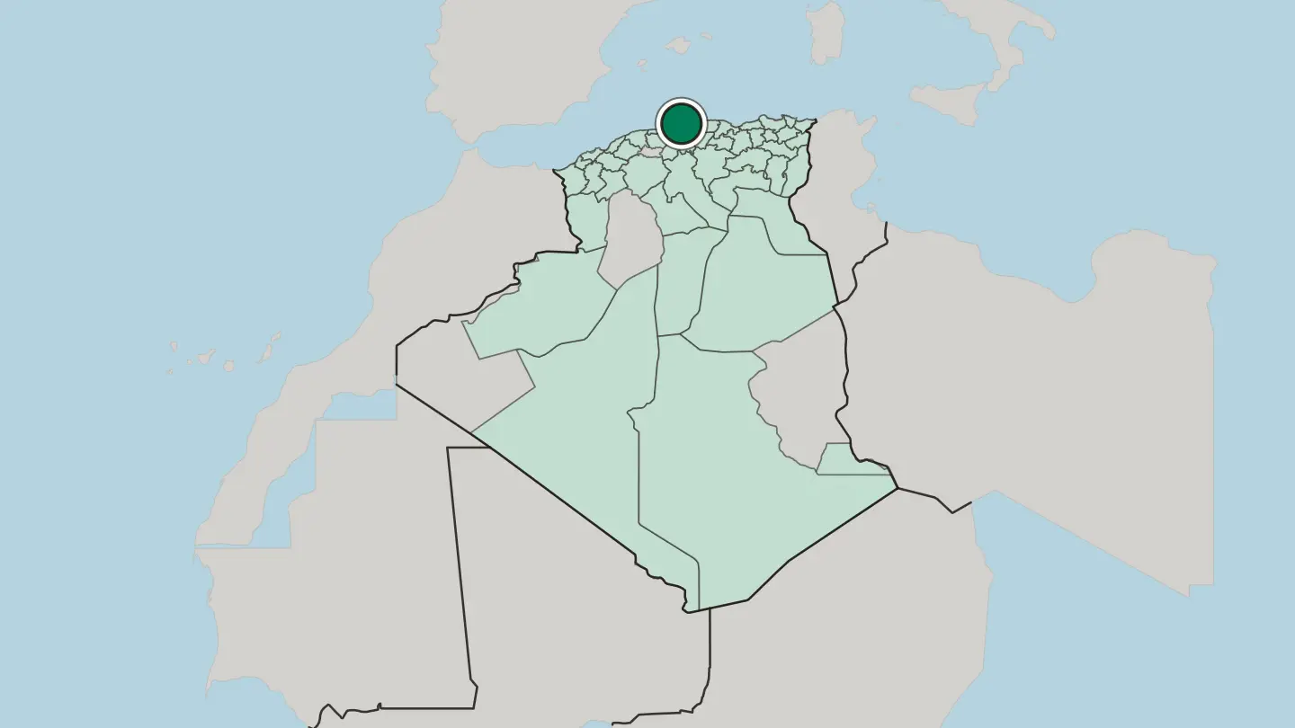 Map of Algiers in Algeria