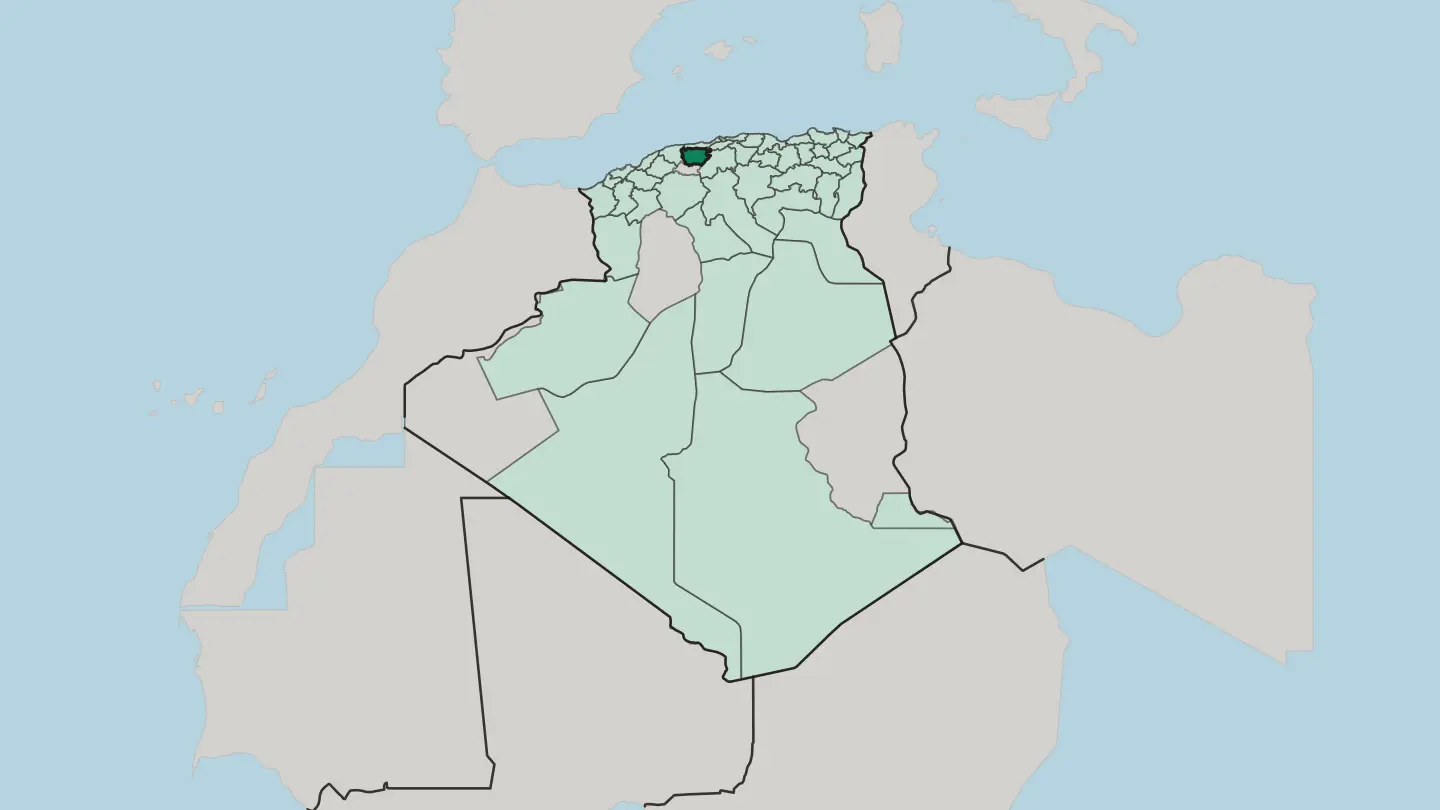 Map of Wilaya de Aïn Defla in Algeria