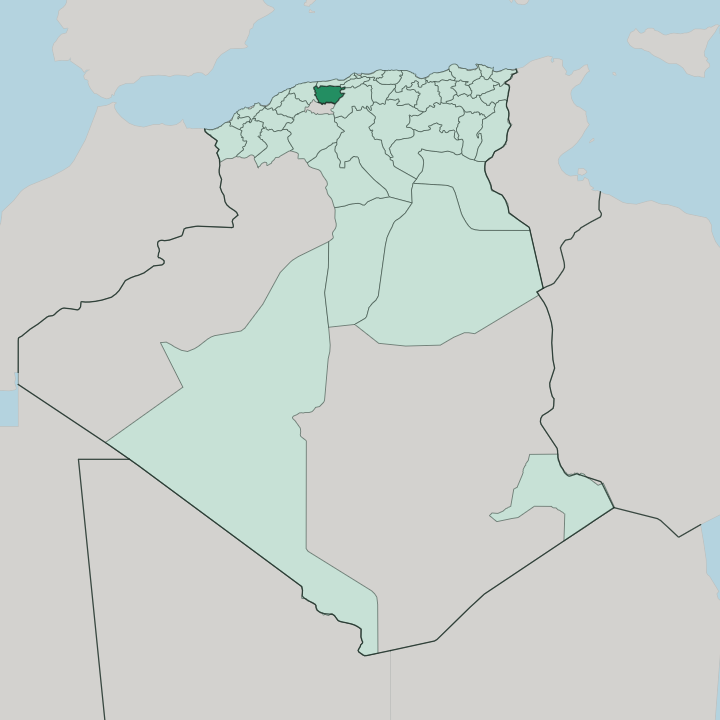 Map showing Wilaya de Aïn Defla — In Algeria
