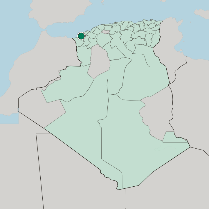 Map showing Aïn Temouchent — In Algeria