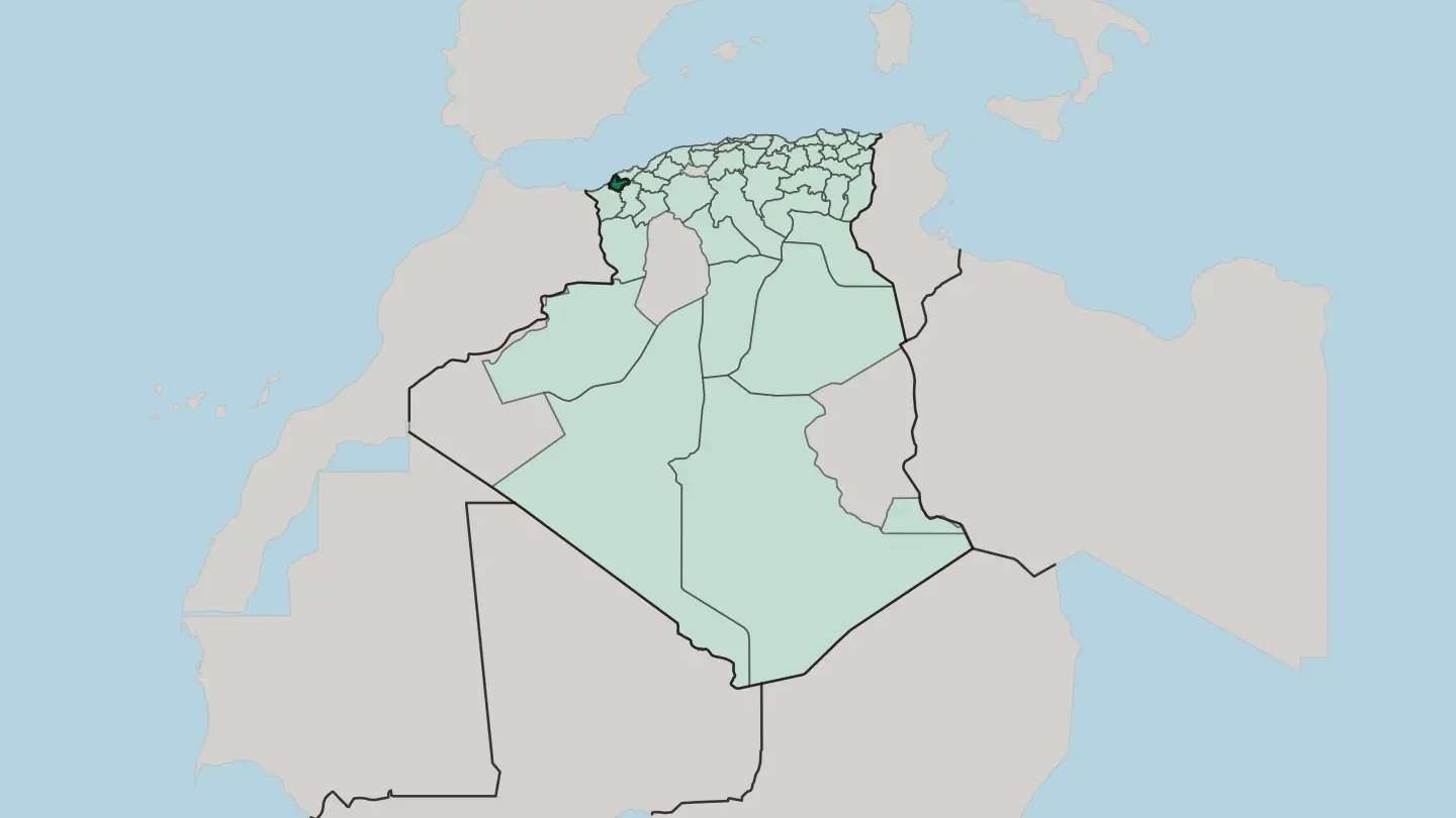Map of Wilaya de Aïn Temouchent in Algeria