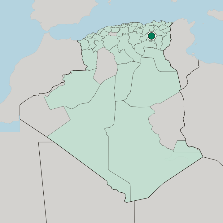 Map showing Batna — In Algeria