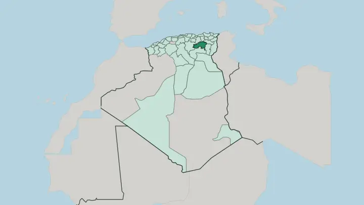 Map of Wilaya de Batna in Algeria