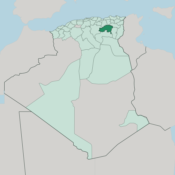 Map showing Wilaya de Batna — In Algeria