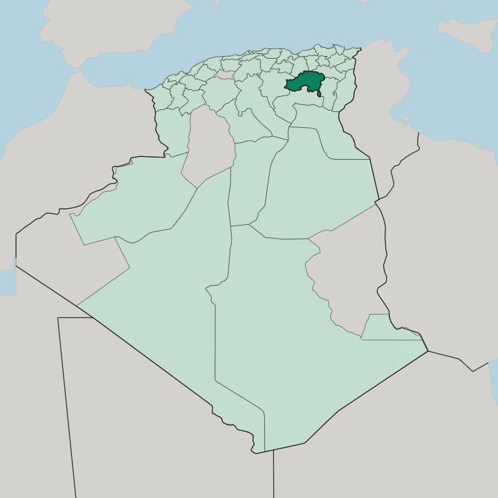 Map showing Wilaya de Batna — In Algeria
