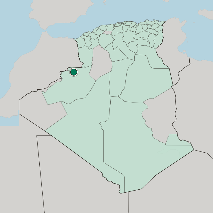 Map showing Béchar — In Algeria