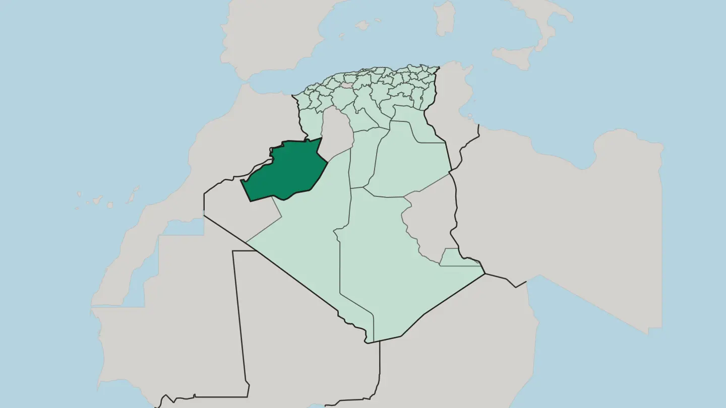 Map of Wilaya de Béchar in Algeria