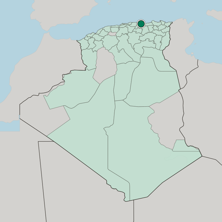 Map showing Béjaïa — In Algeria