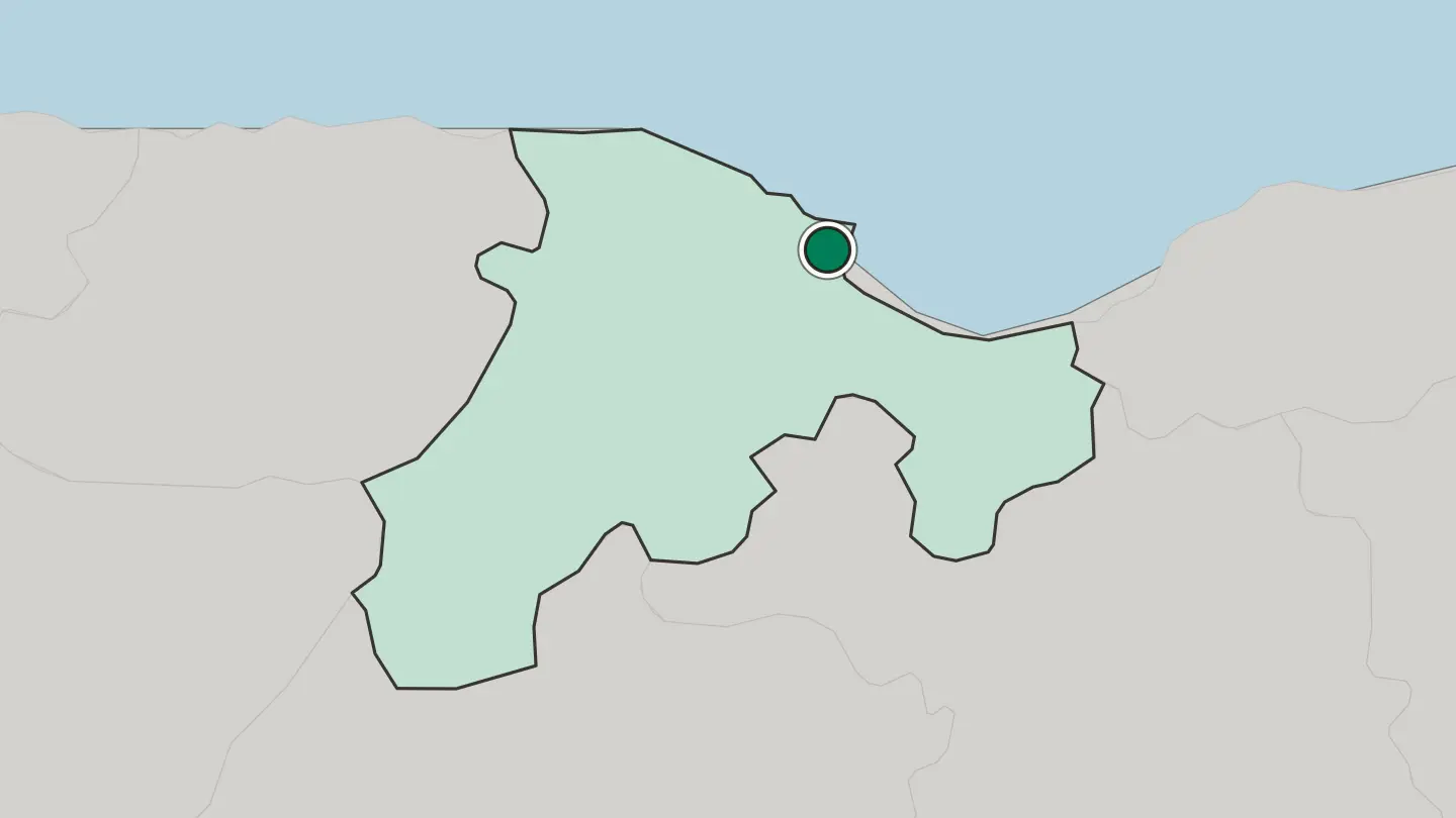 Map of Béjaïa in Algeria