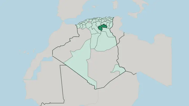 Map of Wilaya de Biskra in Algeria