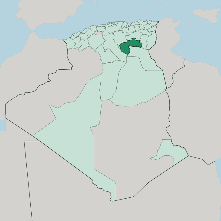 Map showing Wilaya de Biskra — In Algeria