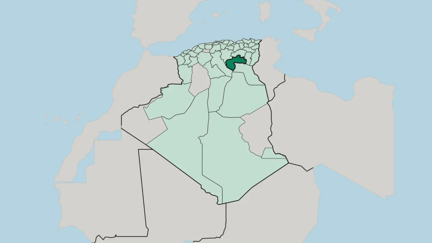 Map of Wilaya de Biskra in Algeria