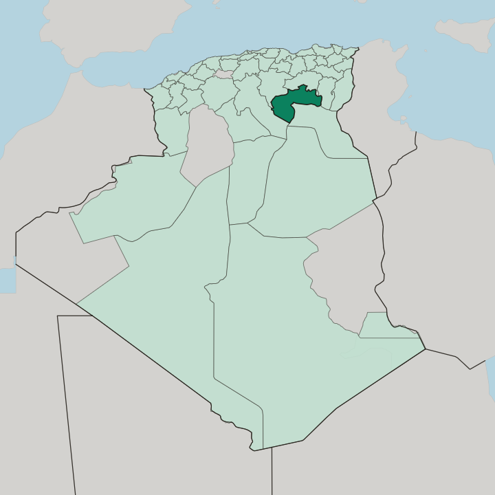 Map showing Wilaya de Biskra — In Algeria