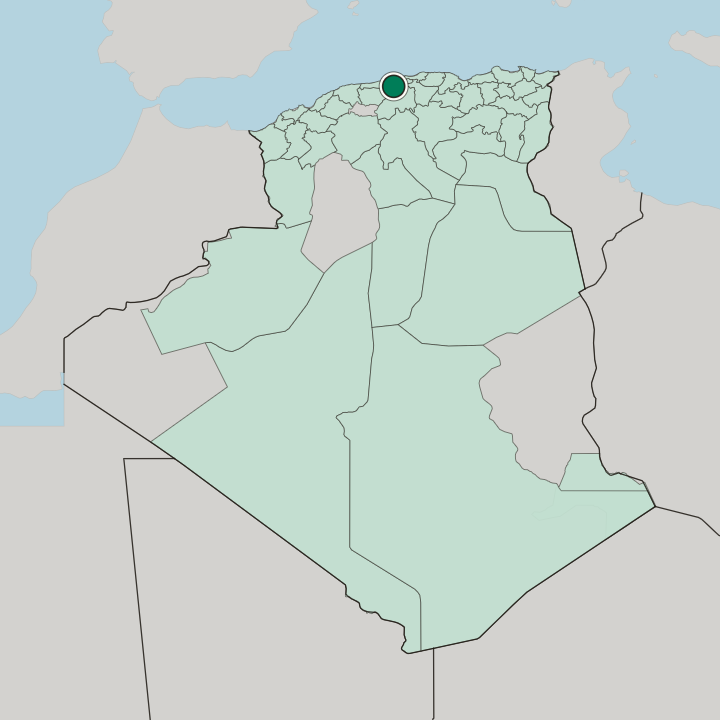 Map showing Blida — In Algeria