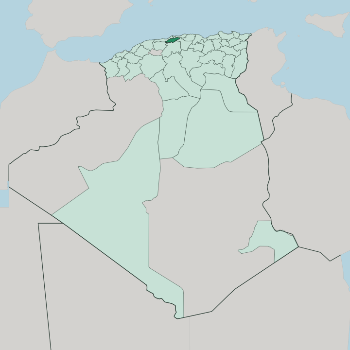 Map showing Wilaya de Blida — In Algeria