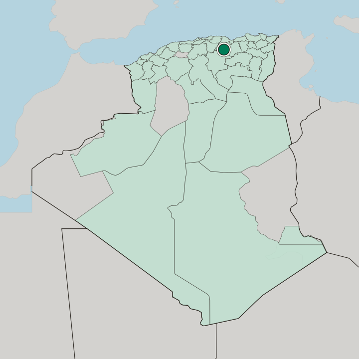 Map showing Bordj Bou Arreridj — In Algeria