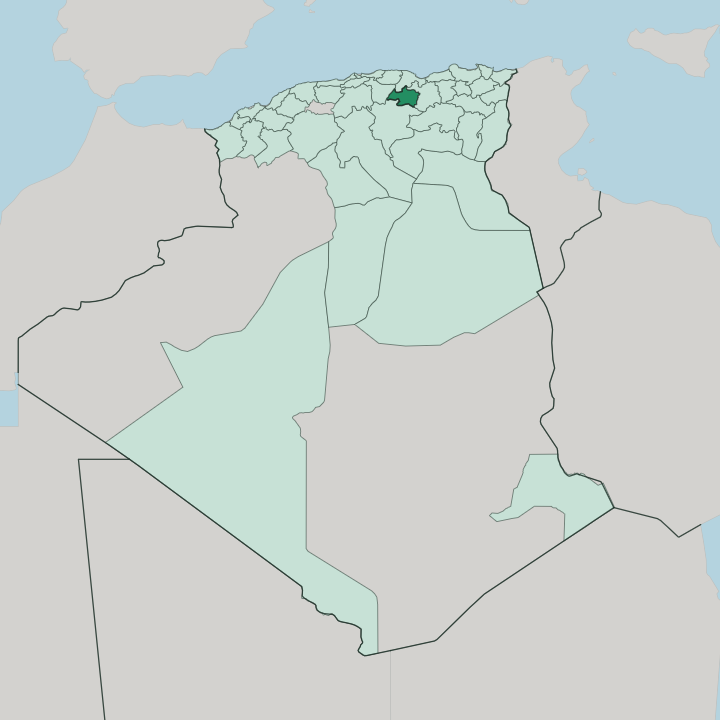 Map showing Wilaya de Bordj Bou Arréridj — In Algeria