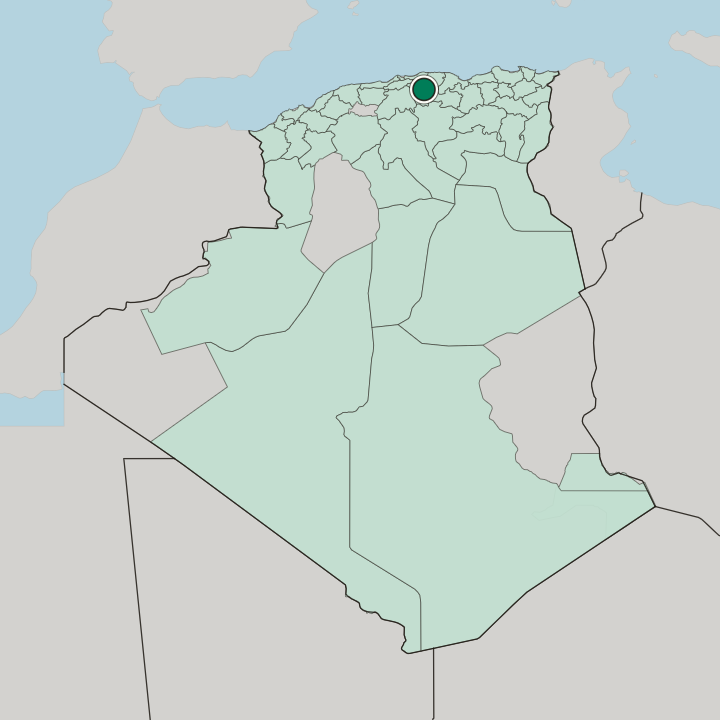 Map showing Bouïra — In Algeria