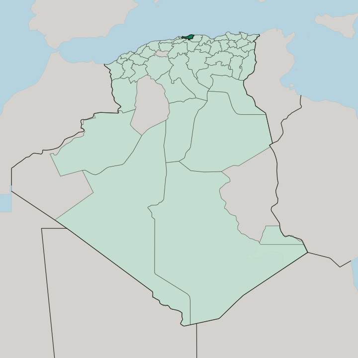 Map showing Wilaya de Boumerdes — In Algeria
