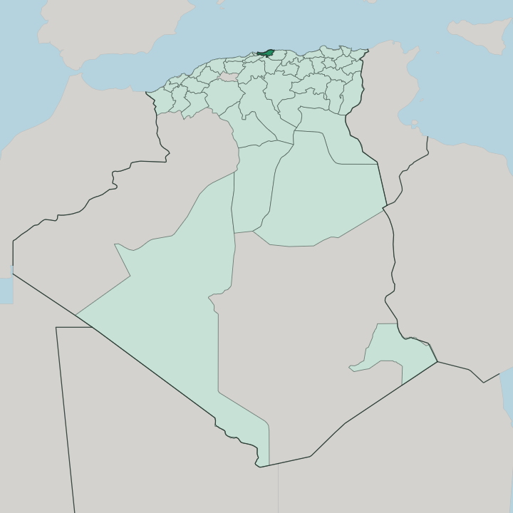 Map showing Wilaya de Boumerdes — In Algeria