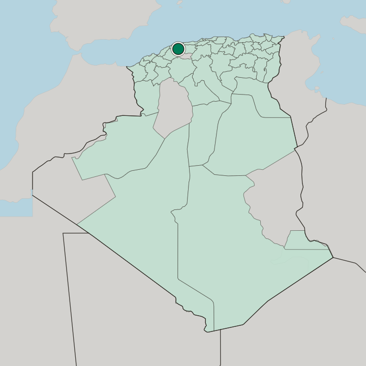Map showing Chlef — In Algeria