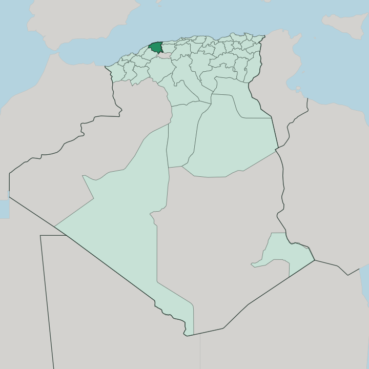 Map showing Wilaya de Chlef — In Algeria