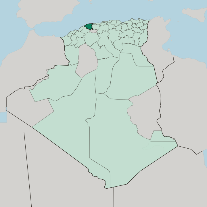 Map showing Wilaya de Chlef — In Algeria
