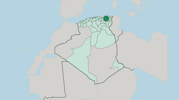 Map of Constantine in Algeria