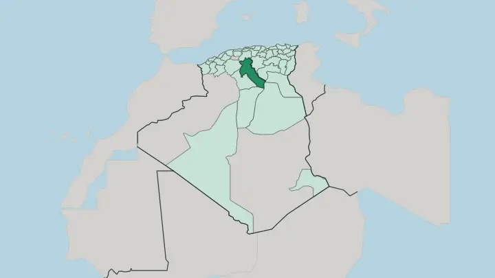 Map of Wilaya de Djelfa in Algeria